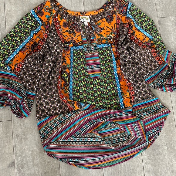 Fig and Flower Anthropologie Mixed Media Tunic Blouse women’s large - Picture 10 of 16